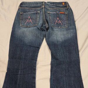 7 For All Mankind Jeans with Pink A Pocket - Original version - Size 28 Flare